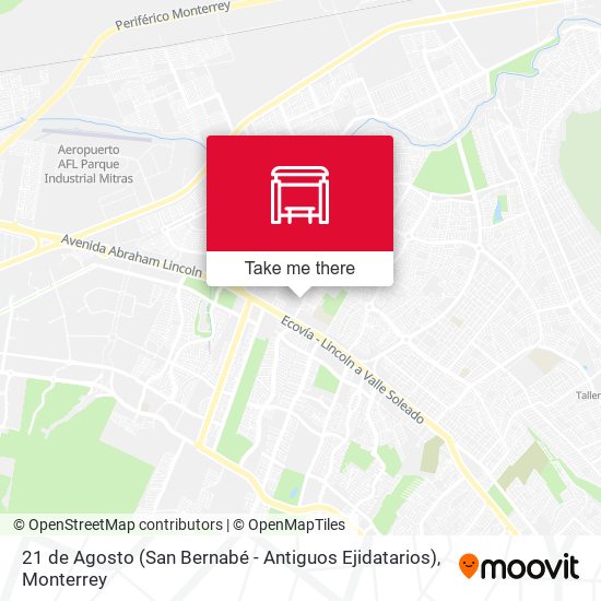 Mapa de 21 de Agosto (San Bernabé - Antiguos Ejidatarios)