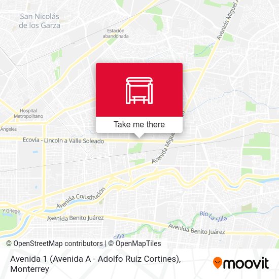 Avenida 1 (Avenida A - Adolfo Ruíz Cortines) map