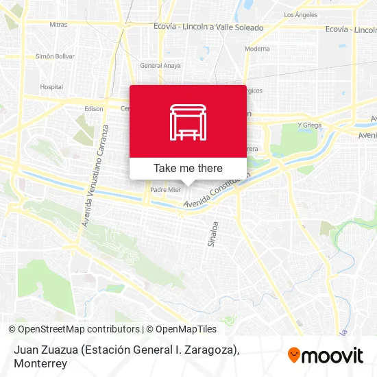 Mapa de Juan Zuazua (Estación General I. Zaragoza)