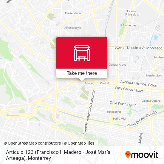 Mapa de Artículo 123 (Francisco I. Madero - José María Arteaga)