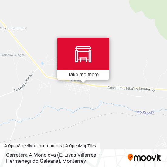 Mapa de Carretera A Monclova (E. Livas Villarreal - Hermenegildo Galeana)