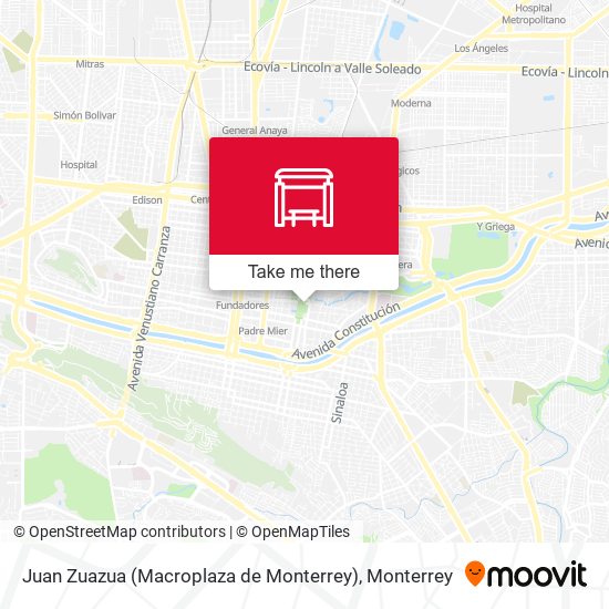 Juan Zuazua (Macroplaza de Monterrey) map