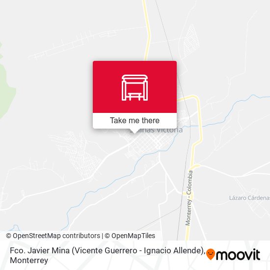 Fco. Javier Mina (Vicente Guerrero - Ignacio Allende) map