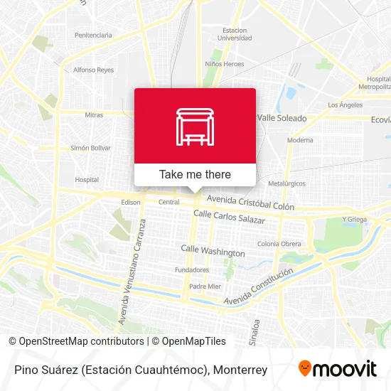 Mapa de Pino Suárez (Estación Cuauhtémoc)