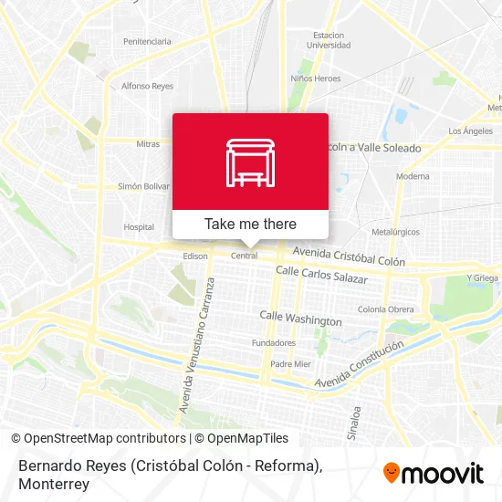 Mapa de Bernardo Reyes (Cristóbal Colón - Reforma)