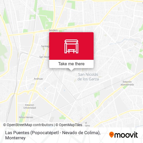 Las Puentes (Popocatépetl - Nevado de Colima) map