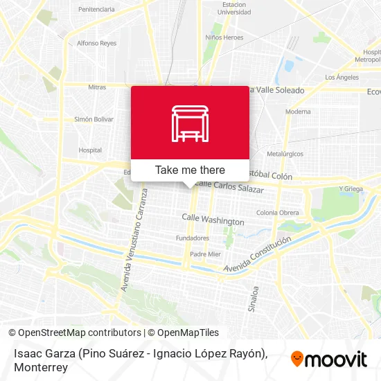 Mapa de Isaac Garza (Pino Suárez - Ignacio López Rayón)