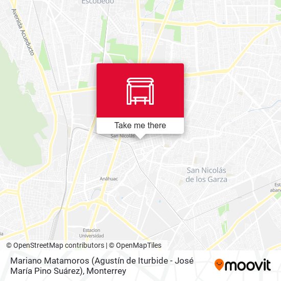 Mariano Matamoros (Agustín de Iturbide - José María Pino Suárez) map