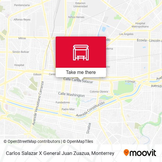 Carlos Salazar X General Juan Zuazua map