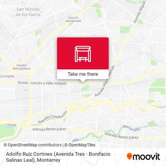 Mapa de Adolfo Ruíz Cortines (Avenida Tres - Bonifacio Salinas Leal)
