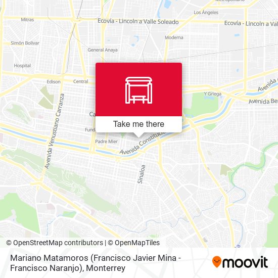 Mariano Matamoros (Francisco Javier Mina - Francisco Naranjo) map