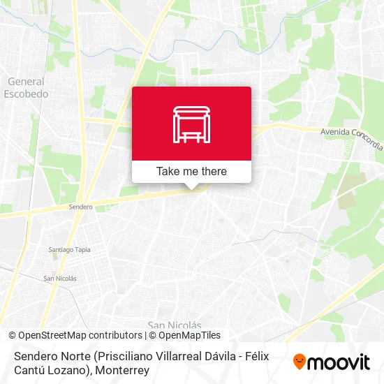 Mapa de Sendero Norte (Prisciliano Villarreal Dávila - Félix Cantú Lozano)
