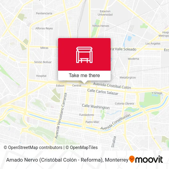 Mapa de Amado Nervo (Cristóbal Colón - Reforma)