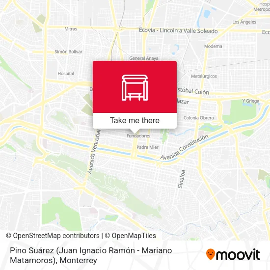 Mapa de Pino Suárez (Juan Ignacio Ramón - Mariano Matamoros)