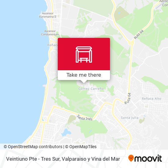 Mapa de Veintiuno Pte - Tres Sur