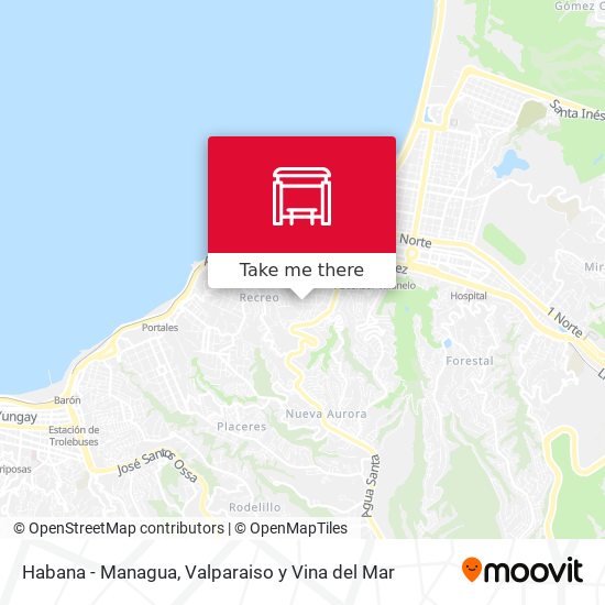 Habana - Managua map