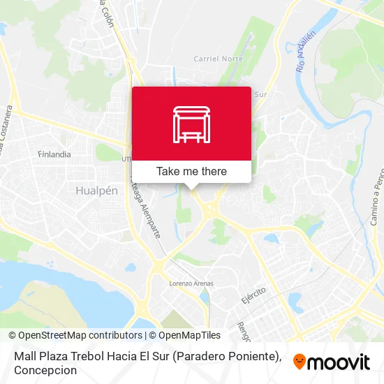 Mapa de Mall Plaza Trebol  Hacia El Sur (Paradero Poniente)