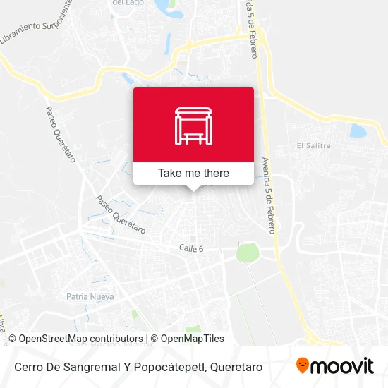 Mapa de Cerro De Sangremal Y Popocátepetl