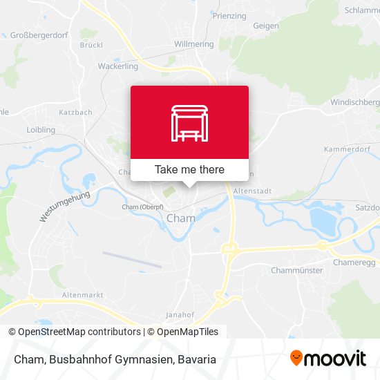 Cham, Busbahnhof Gymnasien map
