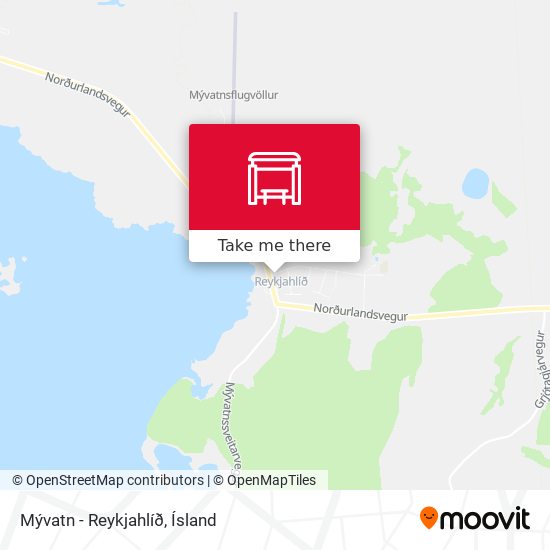 Mapa Mývatn - Reykjahlíð