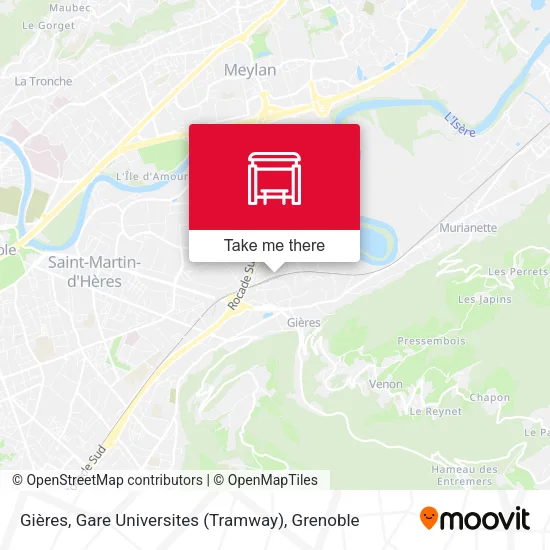 Gières, Gare Universites (Tramway) map