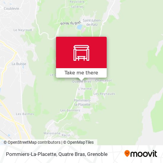 Pommiers-La-Placette, Quatre Bras map