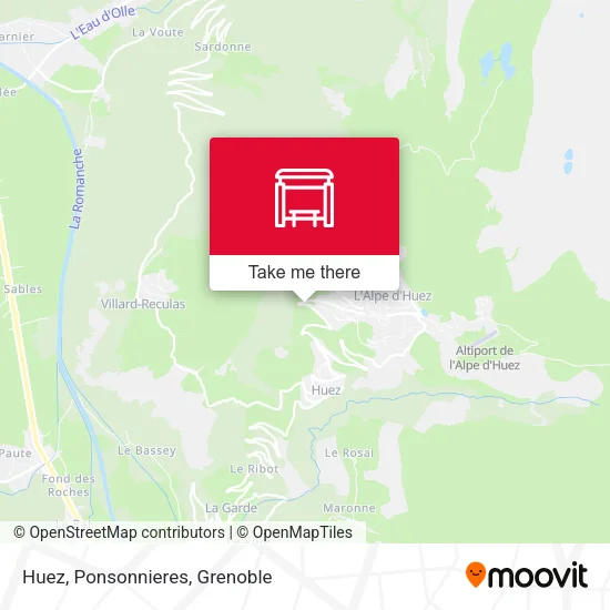 Huez, Ponsonnieres map