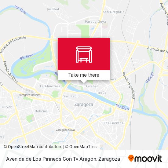mapa Avenida de Los Pirineos Con Tv Aragón