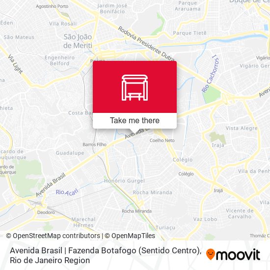 Mapa Avenida Brasil | Fazenda Botafogo (Sentido Centro)