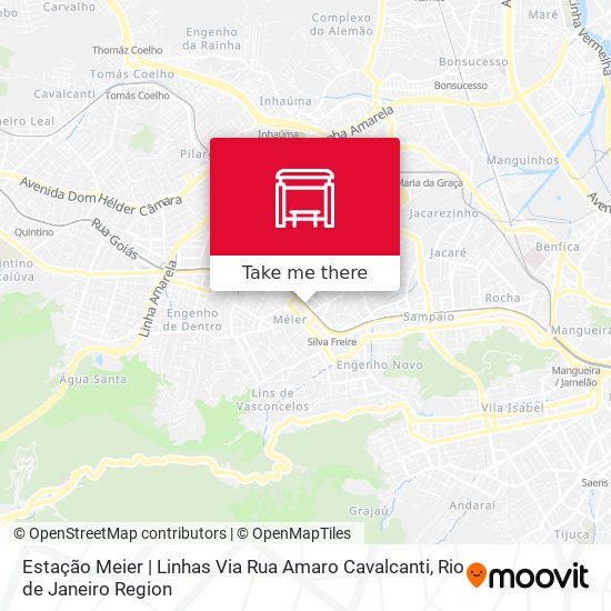 Mapa Estação Meier | Linhas Via Rua Amaro Cavalcanti