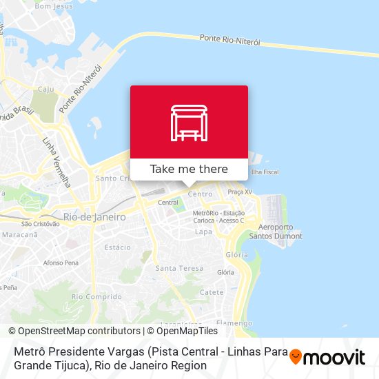 Mapa Metrô Presidente Vargas (Pista Central - Linhas Para Grande Tijuca)