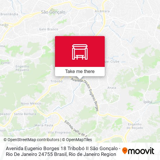 Mapa Avenida Eugenio Borges 18 Tribobó II São Gonçalo - Rio De Janeiro 24755 Brasil