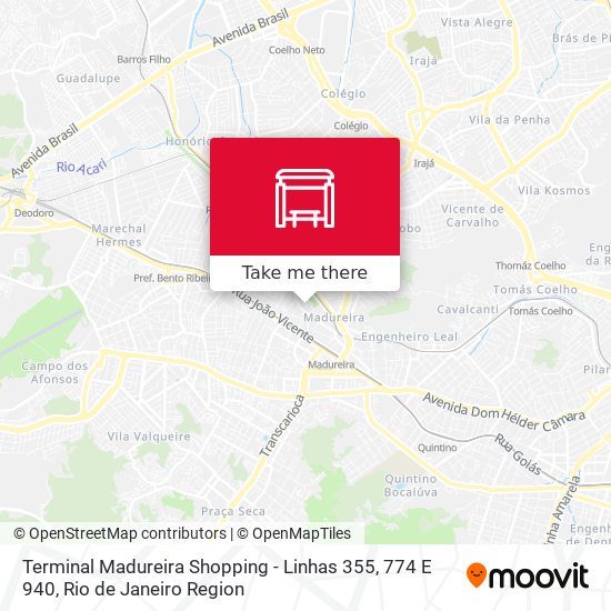 Terminal Madureira Shopping - Linhas 355, 774 E 940 map