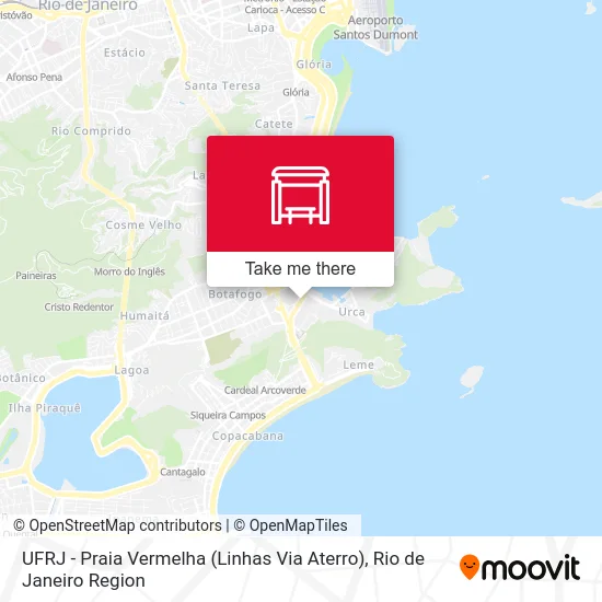 UFRJ - Praia Vermelha (Linhas Via Aterro) map
