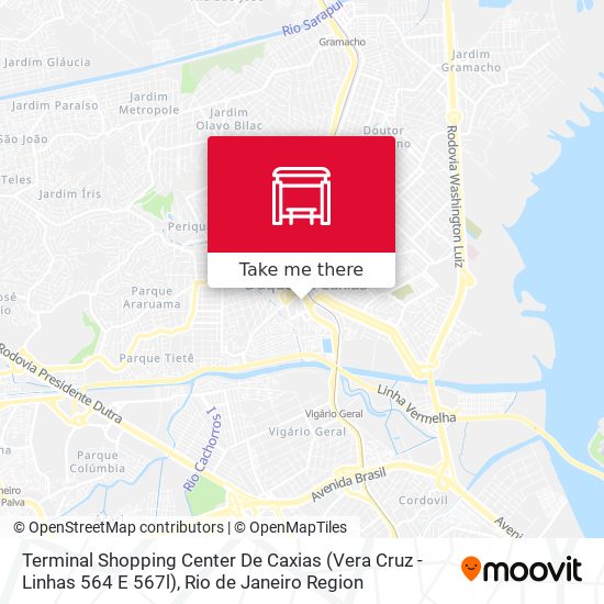 Mapa Terminal Shopping Center De Caxias (Vera Cruz - Linhas 564 E 567l)