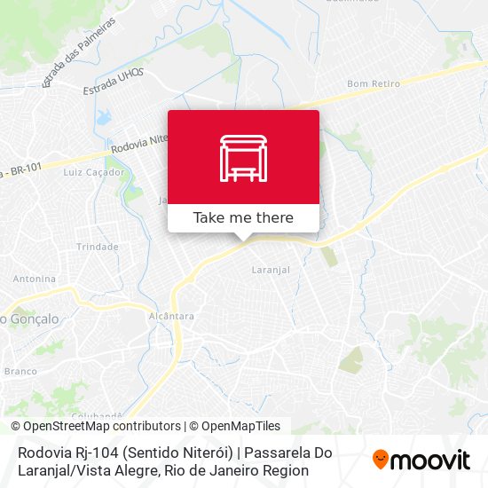 Mapa Rodovia Rj-104 (Sentido Niterói) | Passarela Do Laranjal / Vista Alegre