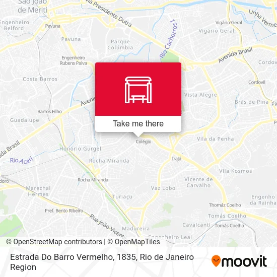 Estrada Do Barro Vermelho, 1835 map