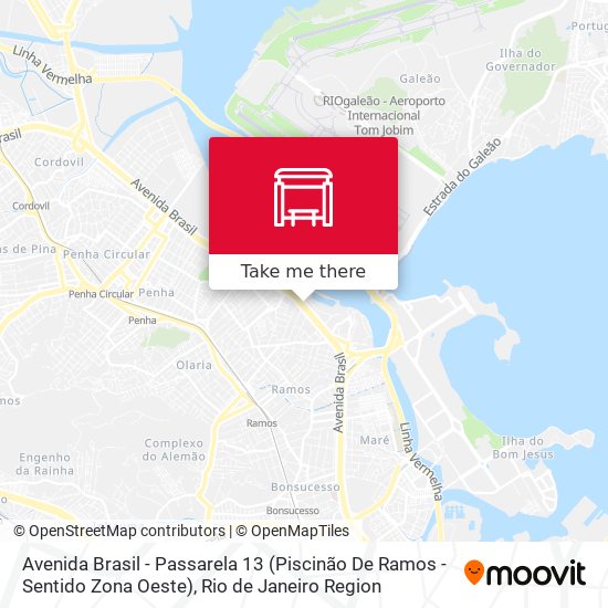 Avenida Brasil - Passarela 13 (Piscinão De Ramos - Sentido Zona Oeste) map