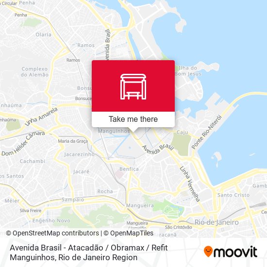 Avenida Brasil - Atacadão / Obramax / Refit Manguinhos map