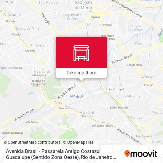 Mapa Avenida Brasil - Passarela Costazul Guadalupe (Sentido Zona Oeste)