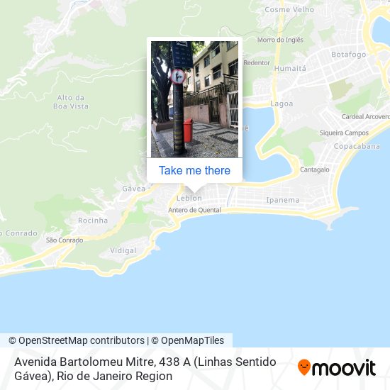 Mapa Avenida Bartolomeu Mitre, 438 A (Linhas Sentido Gávea)