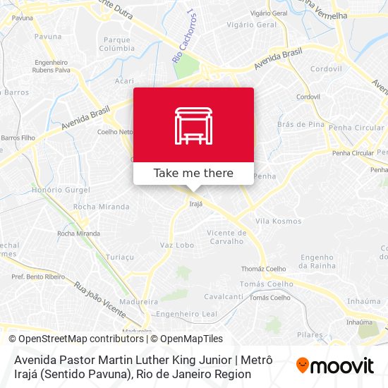 Mapa Avenida Pastor Martin Luther King Junior | Metrô Irajá (Sentido Pavuna)