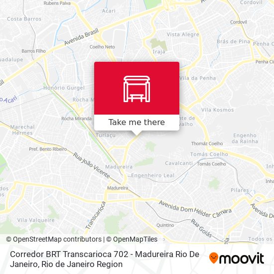 Mapa Corredor BRT Transcarioca 702 - Madureira Rio De Janeiro