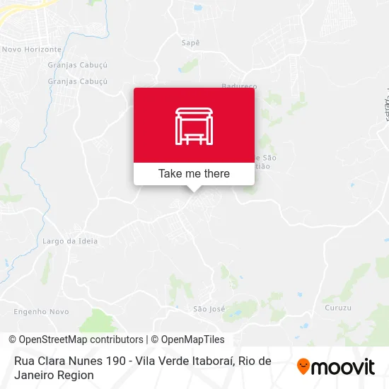 Rua Clara Nunes 190 - Vila Verde Itaboraí map