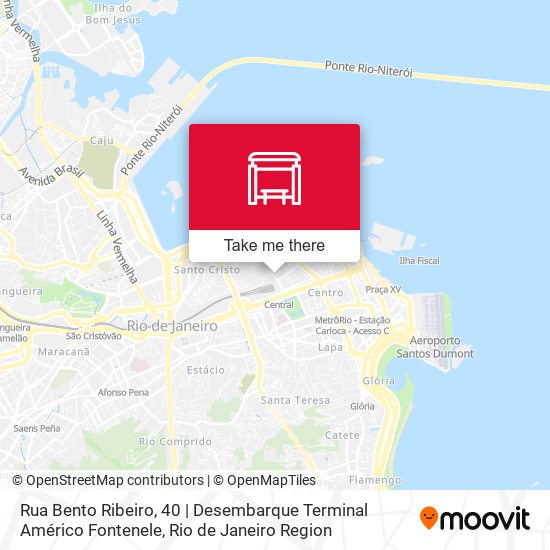 Mapa Rua Bento Ribeiro, 40 | Desembarque Terminal Américo Fontenele