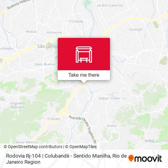 Mapa Rodovia Rj-104 | Colubandê - Sentido Manilha