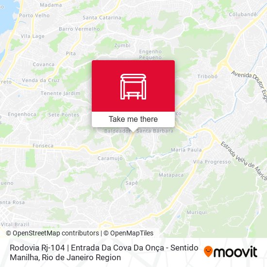 Mapa Rodovia Rj-104 | Entrada Da Cova Da Onça - Sentido Manilha