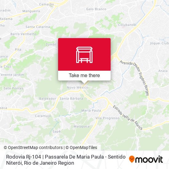 Mapa Rodovia Rj-104 | Passarela De Maria Paula - Sentido Niterói