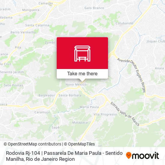 Mapa Rodovia Rj-104 | Passarela De Maria Paula - Sentido Manilha