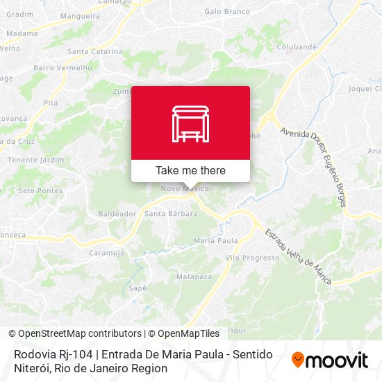 Mapa Rodovia Rj-104 | Entrada De Maria Paula - Sentido Niterói